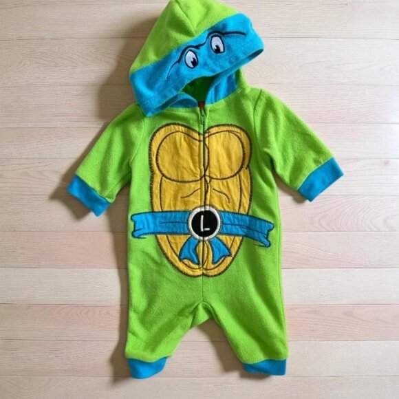 Nickelodeon Teenage Mutant Ninja Turtles Leonardo Fleece Onesie 0-3 Months - Picture 1 of 8
